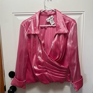 Cachet VINTAGE Pink Satin Blouse 16 Feminine Chic